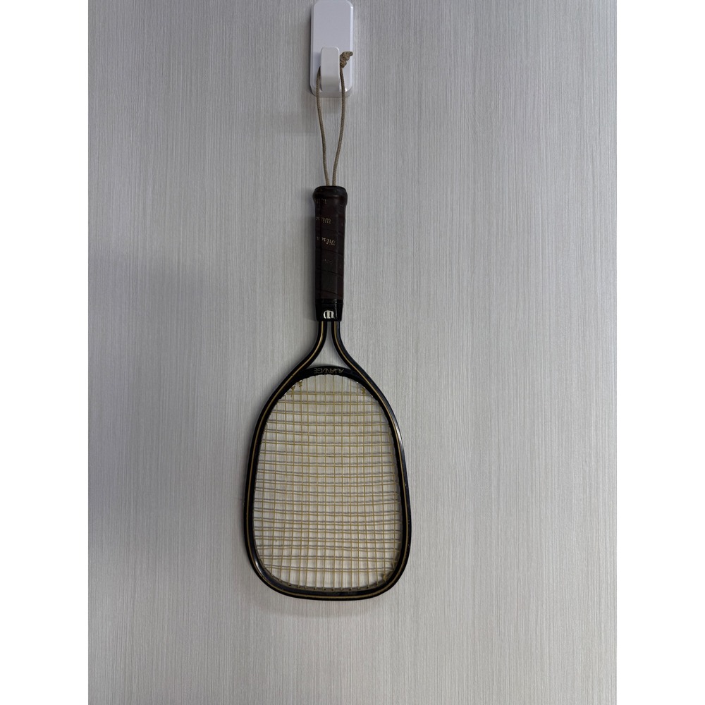 Vintage Wilson Advantage Racquetball Racquet Black Gold Leather Grip Wood Core